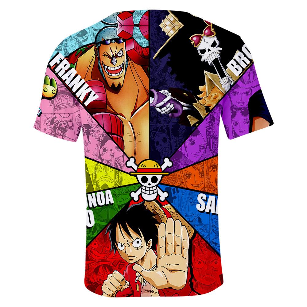 6 Colors Fashion ONE PIECE Cartoon T Shirts for Women Men Summer Clothing Fitness O Neck Man T-shirt Oversized Men T-shirts Tops