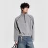 Trendy Brand Men's Heavyweight Half-Zip Stand Collar Raglan Hoodie Pullover