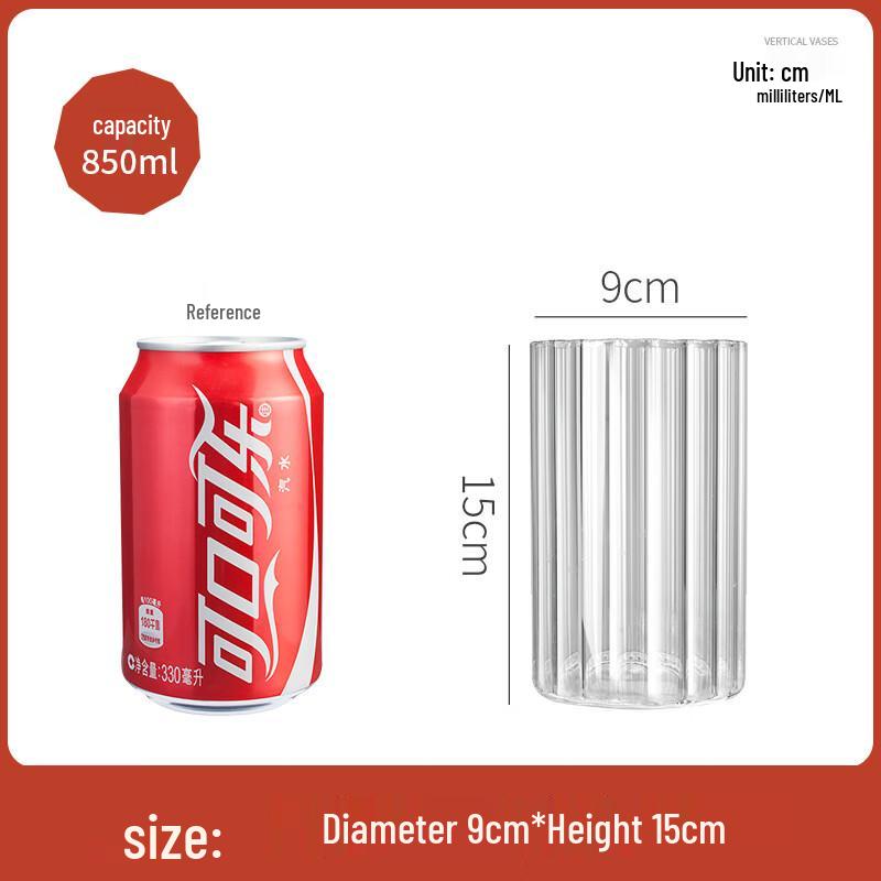 ZISIZ Ribbed Glass Decorative Vase