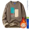 Men's Fleece-Lined Heavyweight Round Neck Sweatshirt – Warm, Loose-Fit Long Sleeve T-Shirt for Autumn/Winter.
