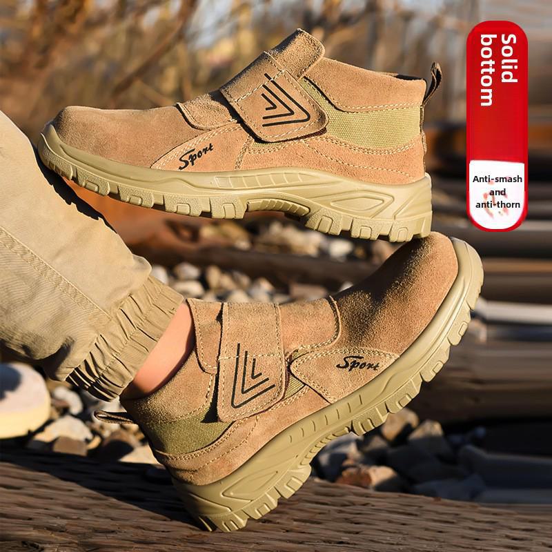 Men's Steel Toe Cap Safety Shoes - Anti-Smash, Anti-Puncture, Breathable Genuine Leather, Non-Slip, Anti-Scald, Wear-Resistant.