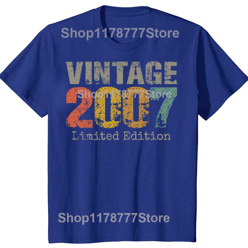 18 Year Old Gifts Vintage 2007 Limited Edition 18th Birthday T Shirts Streetwear Mens Fashion Casual Loose Oversized T Shirt