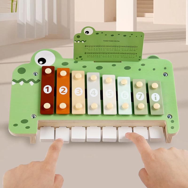 2-in-1 Musikinstrumente Montessori Spielzeug 8-Ton Xylophon Klavier Parish Musikspiel Lernspiel Holz Musikspielzeug für Kleinkinder