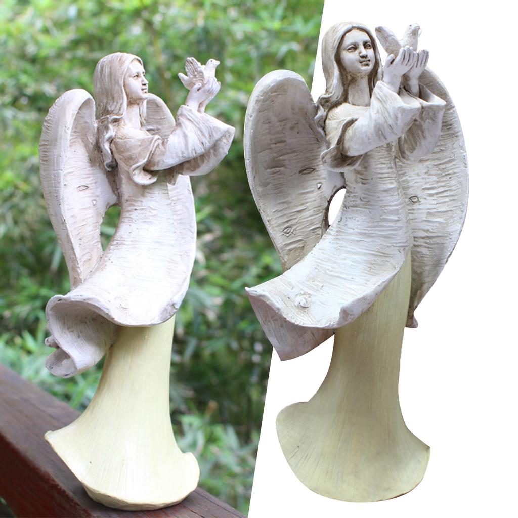 Angel Statue Vintage Resin Angel and Dove Sculpture Figurine for Home Wedding Decor