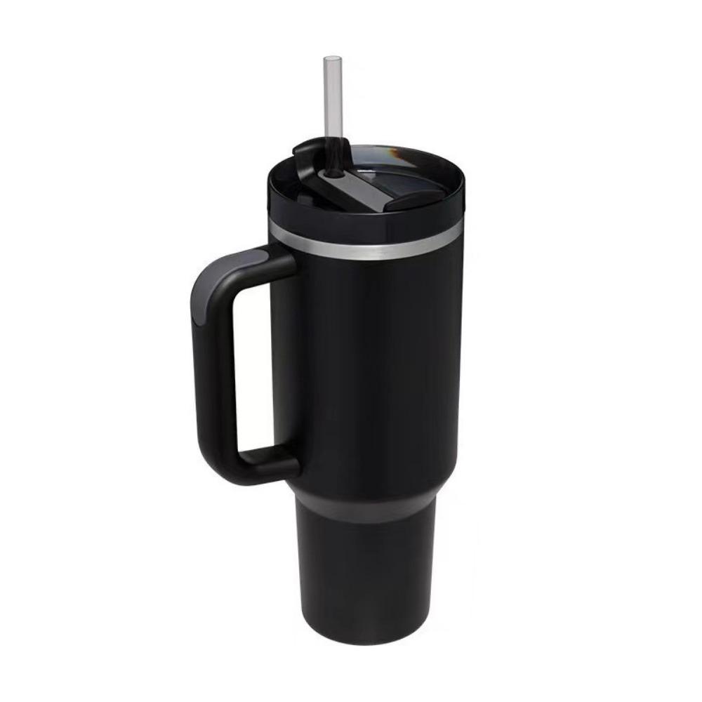 40oz Insulated Tumbler with Lid and Straws Stainless Steel Coffee Tumbler with Handle Vacuum Leak Proof Coffee Cup
