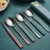 Stainless Steel Portable Cutlery Set With Mirror Polished Finish For Students And Office Workers