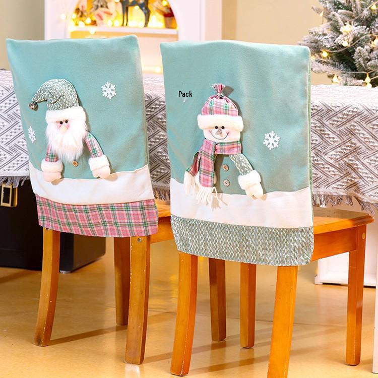 Christmas Santa and Snowman Chair Back Covers - Festive Restaurant Decorations
