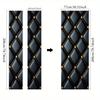 A Pair of Black Leather Door Decals with Golden Lines, Glossy Door Stickers for Decoration, a Removable Diamond Grid Mural, Text
