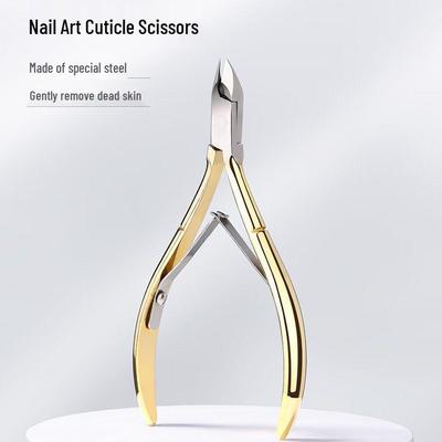 Stainless Steel Gold Cuticle Nippers - Exfoliating Salon Manicure Tool for Trimming Nails & Hangnails.