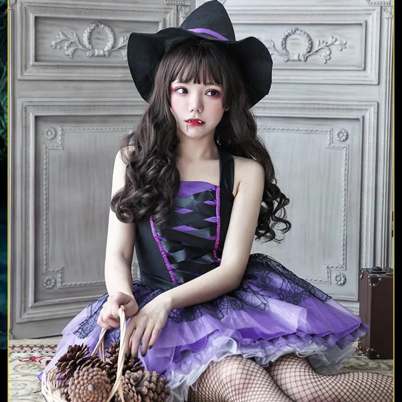 Halloween Costume For Women Witch Cosplay Anime Vampire Makeup Ball Hats Skirts Stockings Adult Witch Costume Adult Cosplay
