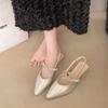Été nouveau talon fin bout pointu sac tête vide talons hauts strass bride arrière chaussures simples femmes