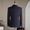2025 Men's High-Quality Striped Double-Breasted Three-Piece Suit with Peak Lapel