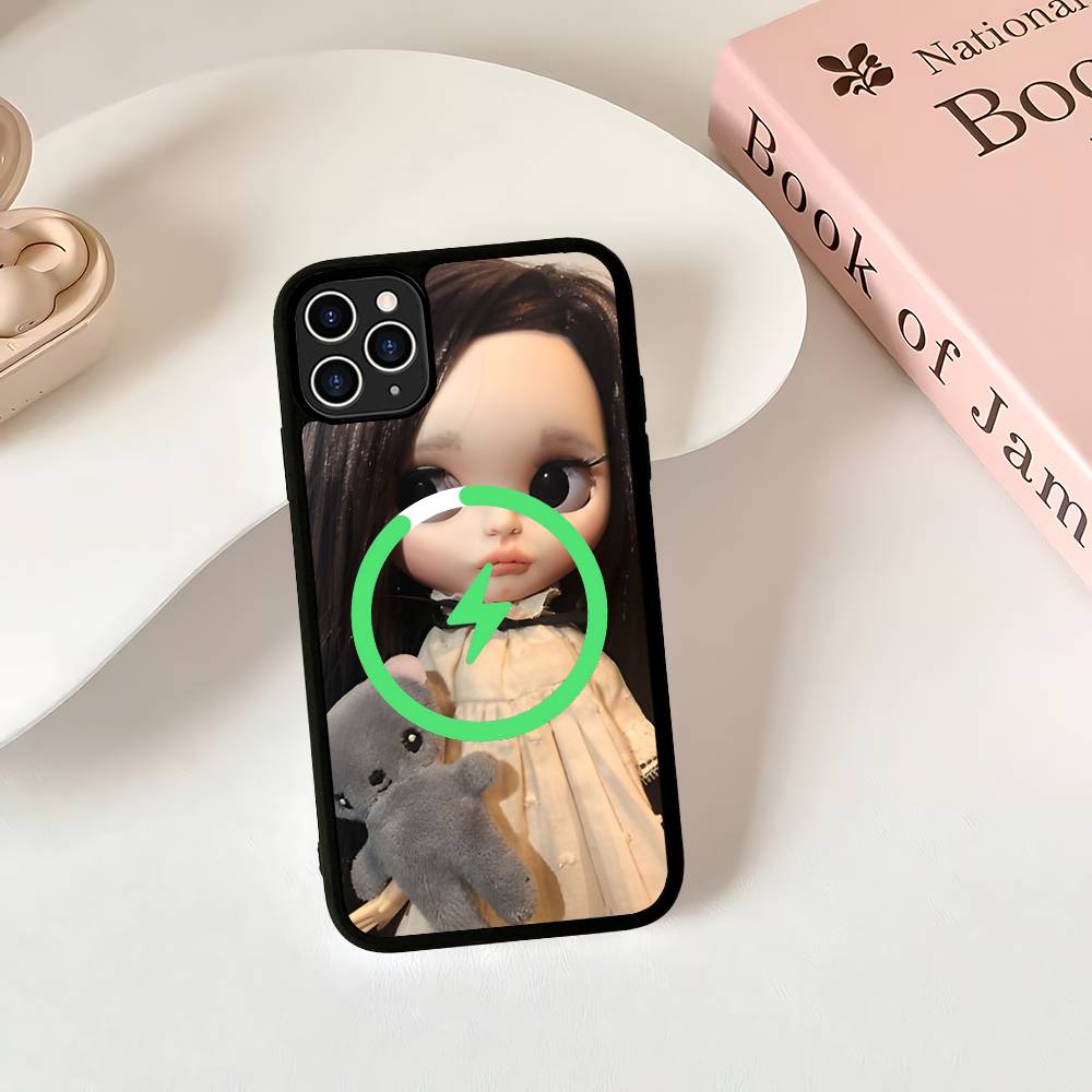 Dark Cute Girl Doll Art Magnetic Wireless Phone Case For IPhone 17 16 15 14 13 12 11 Pro Max Plus Mag Phone Cover