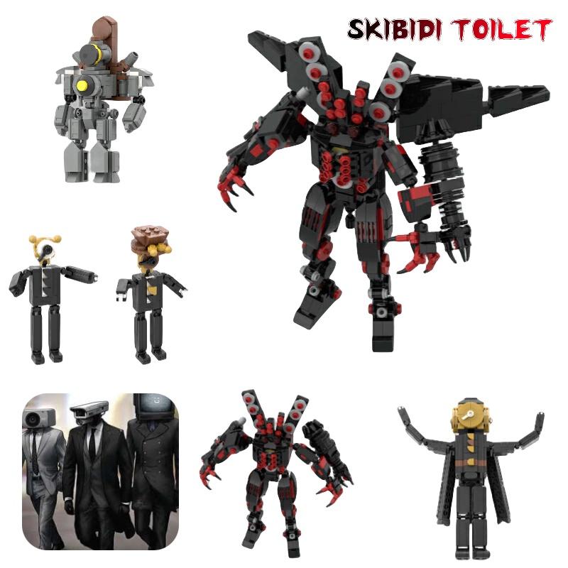 Moc Skibidi Toilet Clock Man Vs Surveillance Man Building Brick Toy Abs Plastic Diy 200-400 Pieces