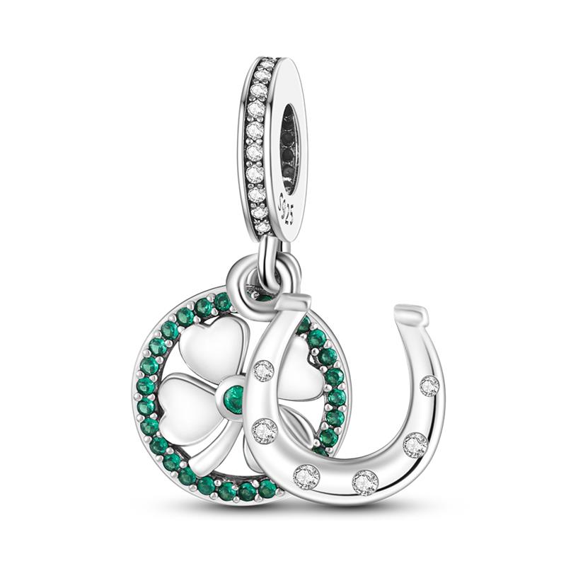 Original 100% Genuine SS925 Sterling Silver Four-Leaf Clover Beads Fit  Bracelet DIY Charm For Women Jewelry Fashion Gift