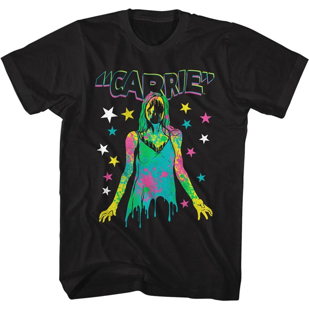 Carrie 1976 Horror Movie Neon Color Splatter Paint & Stars Men s T Shirt 3XL