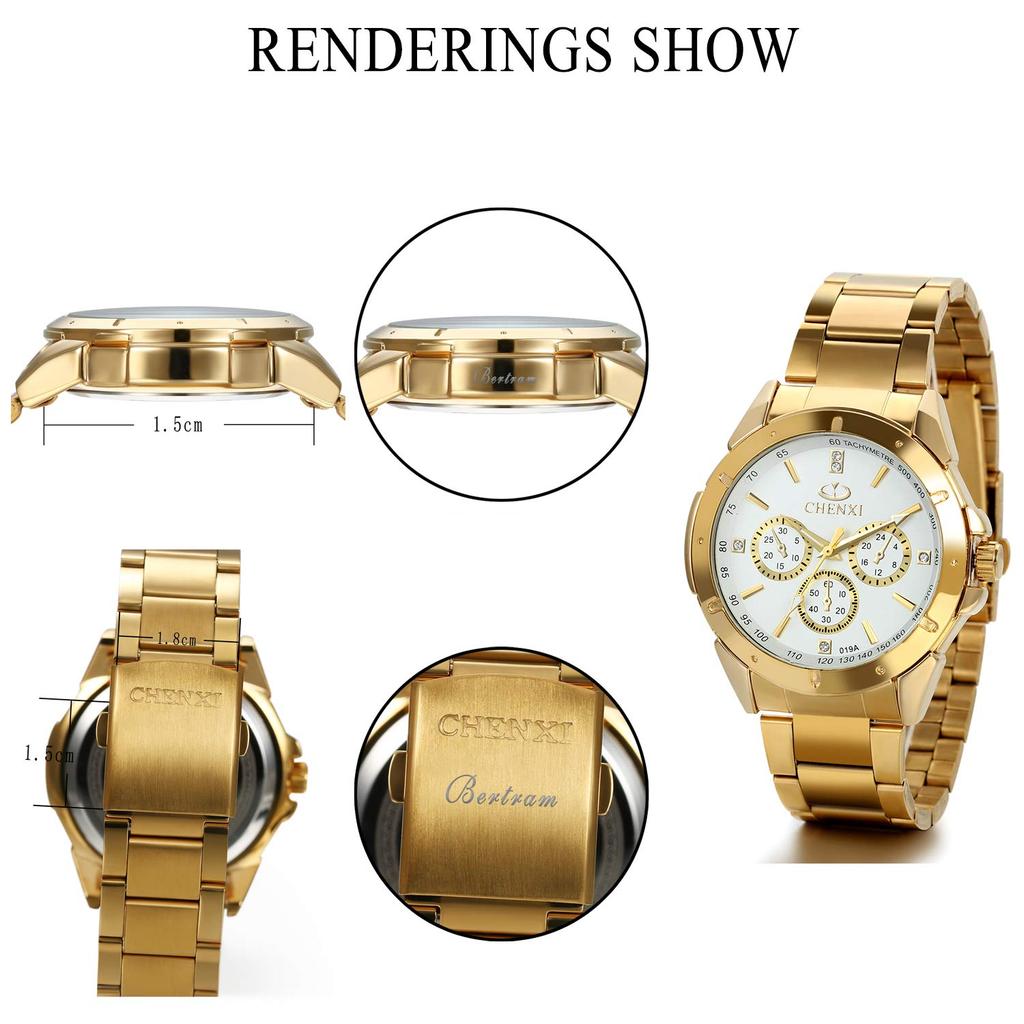 JewelryWe Gold Watch with Stainless Steel Popular Analog Fashion Gold and Perfect for and Casual Perfect Gift Men's Strap, Watch, White, Formal,