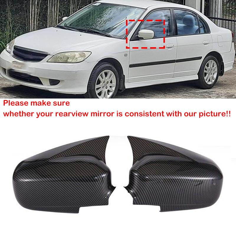 For Honda Civic 2002-2005 Rearview Side Mirror Cover Wing Cap Exterior Door Rear View Case Trim Frame Sticker Carbon Fiber Look