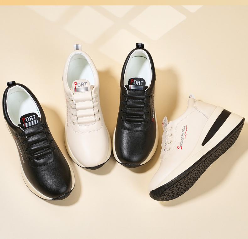 Women's Thick-Soled Leather Platform Shoes - Versatile, Lightweight, Height-Enhancing, and Stylish for Spring and Autumn 2025