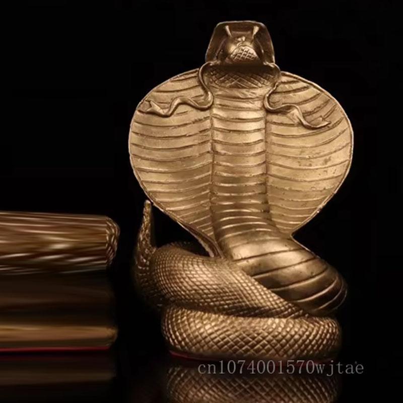 Seiko Pure Copper Animal Snake Sculpture Creative Living Room Office Desktop Shop, Craft Decoration, Ornaments, Height14 cm, 1Pc