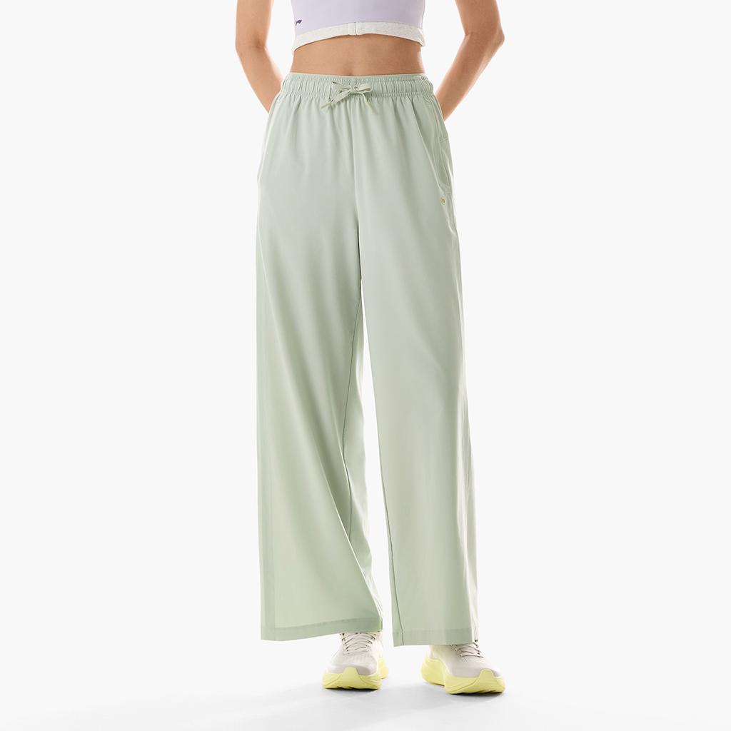 Li Ning Fitness Series Loose Logo Letter Sports Woven Casual Pants Women Bottoms AYKW724-4