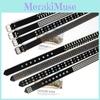 Leather Style Punk Belt With Three Row Hollow Square Buckle Bullet Head Design