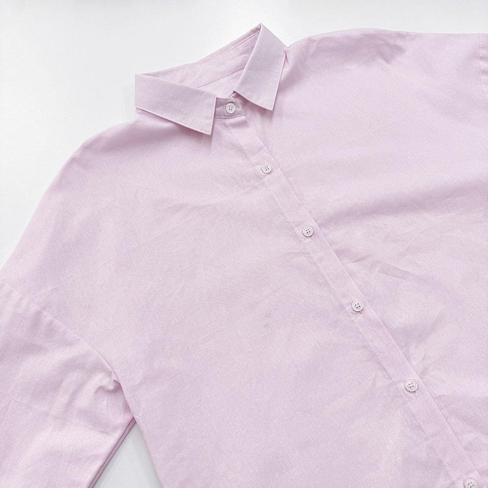 Lazy French Style Loose Pink Set 100% Cotton Casual Shirt Long Sleeve Top Long Pants