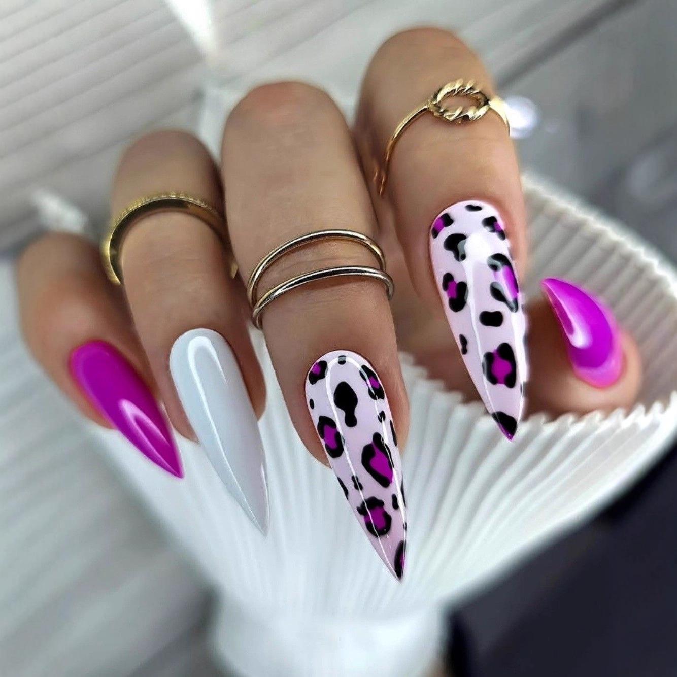 Color Block Leopard Print Nail Art Stickers - Trendy and Wearable False Nails