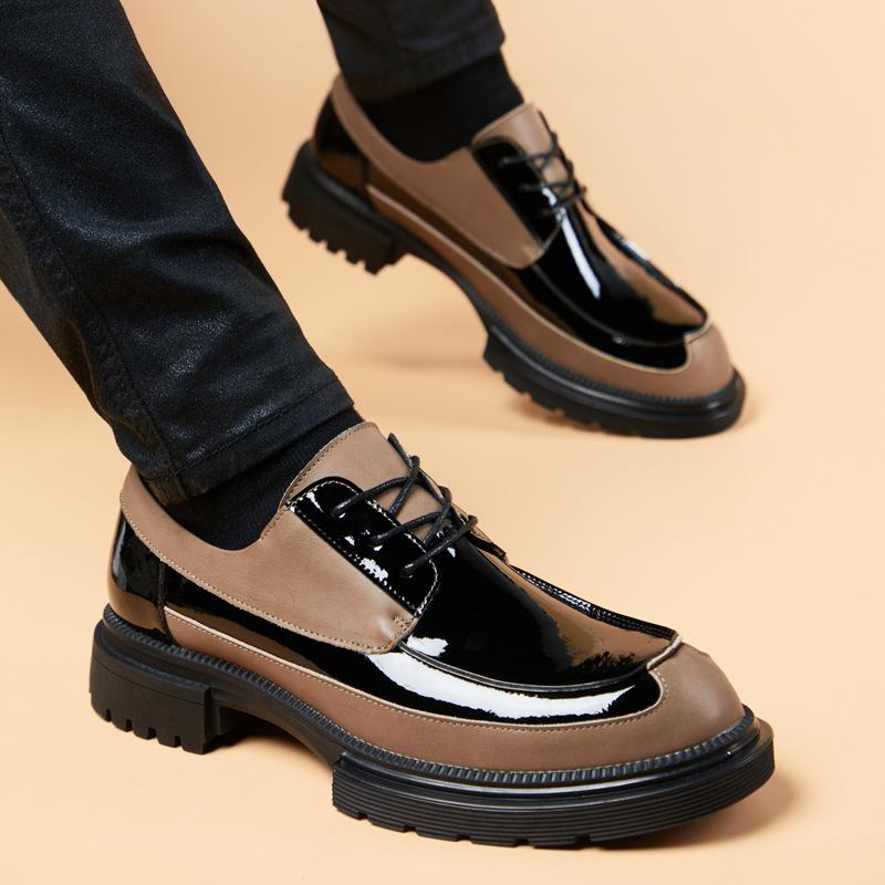Men's Leather Shoes 2026 Spring and Autumn British Genuine Leather Business Casual Thick Sole Height Increasing Groom's Wedding