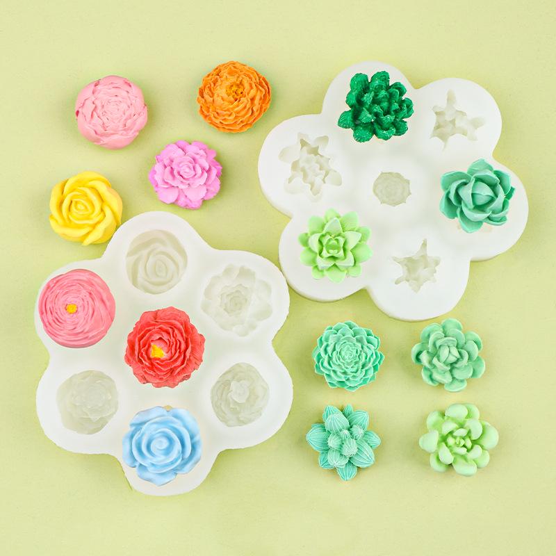 Aroma Candle and Chocolate 3D Rose Peony Silicone Mold for DIY Car Freshener