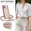Crossbody Zipper Cards Solt Wallet Embroidery Leather Case for iPhone 17 Pro Max 16 Plus 15 14 13 12  Book Stand Skin Feel Cover