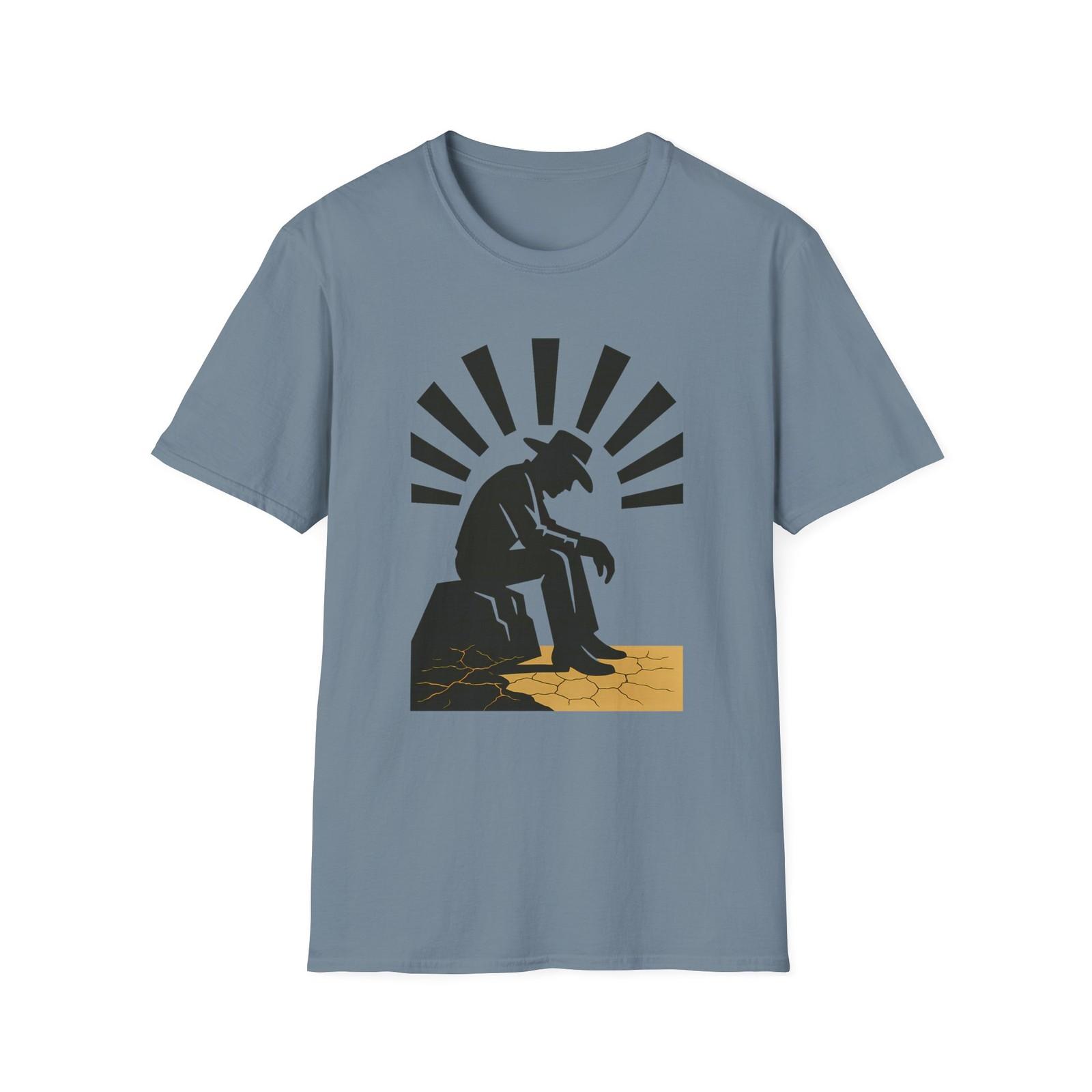 Unisex Softstyle T-Shirt Mens Womens Tees Top Lone Cowboy Silhouette Western Desert Vibe Tee M