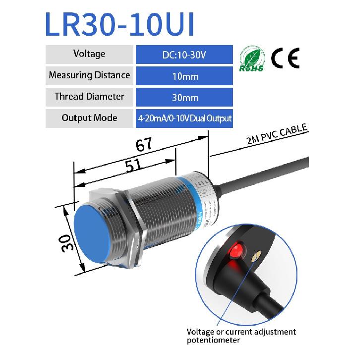 GTRIC Analog Linear Displacement Proximity Sensor M12 M18 M30 0-10V Voltage or 4-20mA Current Output Inductive SwitchReplacement Sensors2