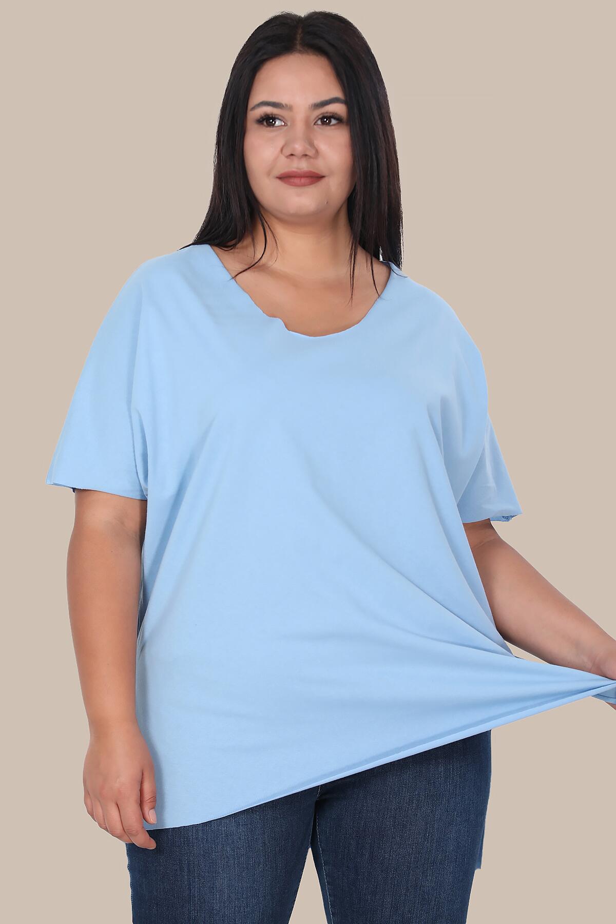 

Футболка больших размеров с V-образным вырезом STANDART синий