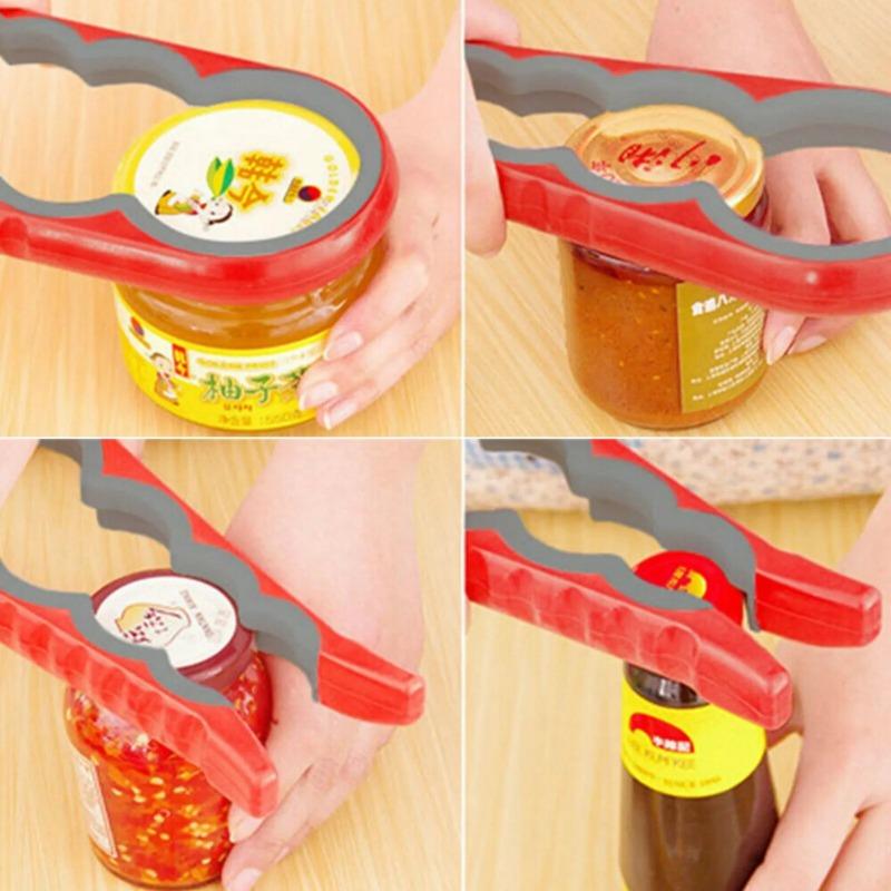 Bottle Opener, Cap Screw, Multifunctional 4 In 1 Universal Kitchen Plastic Can Anti Slip Cap Opener, Beer Opener, Etc
