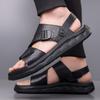 New Outdoor Leather Sandals Non-slip Beach Flats Dual-Purpose Male Slippers Travel Open-toe Half Drag Mens Summer Shoes