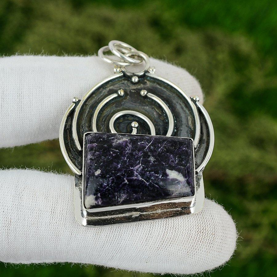Birthday Gift For Her Natural Tiffany Jasper Gemstone Pendant 925 Silver