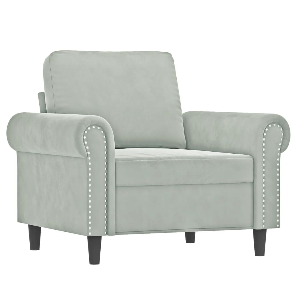 Vidaxl 4-Cz. Relaxation Set With Cushions, Light Grey, Velvet