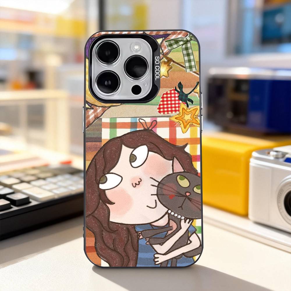

C-Charlie and L-Lola Cute Phone Case For iPhone 17,16,15,14,13,12,11,Pro,XS,Max,Plus,Mini,SE4,E Black Matte Shockproof Cover iPhone12mini