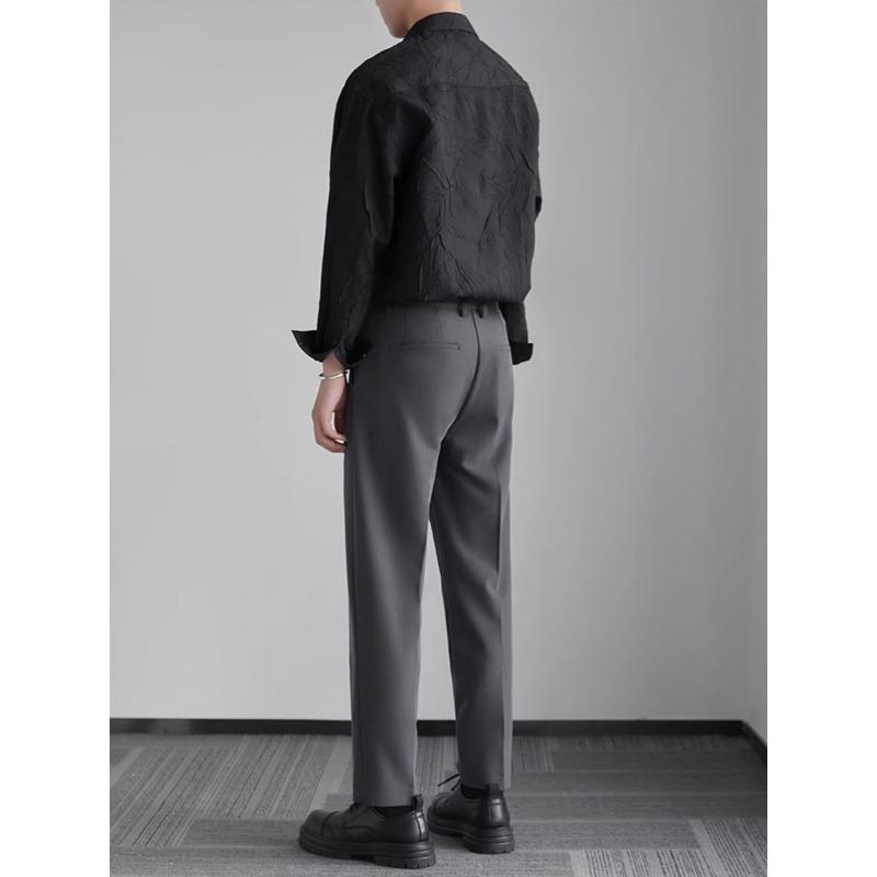 Man Shirt Loose Casual Jacquard Shirt Handsome Outer Wear Top