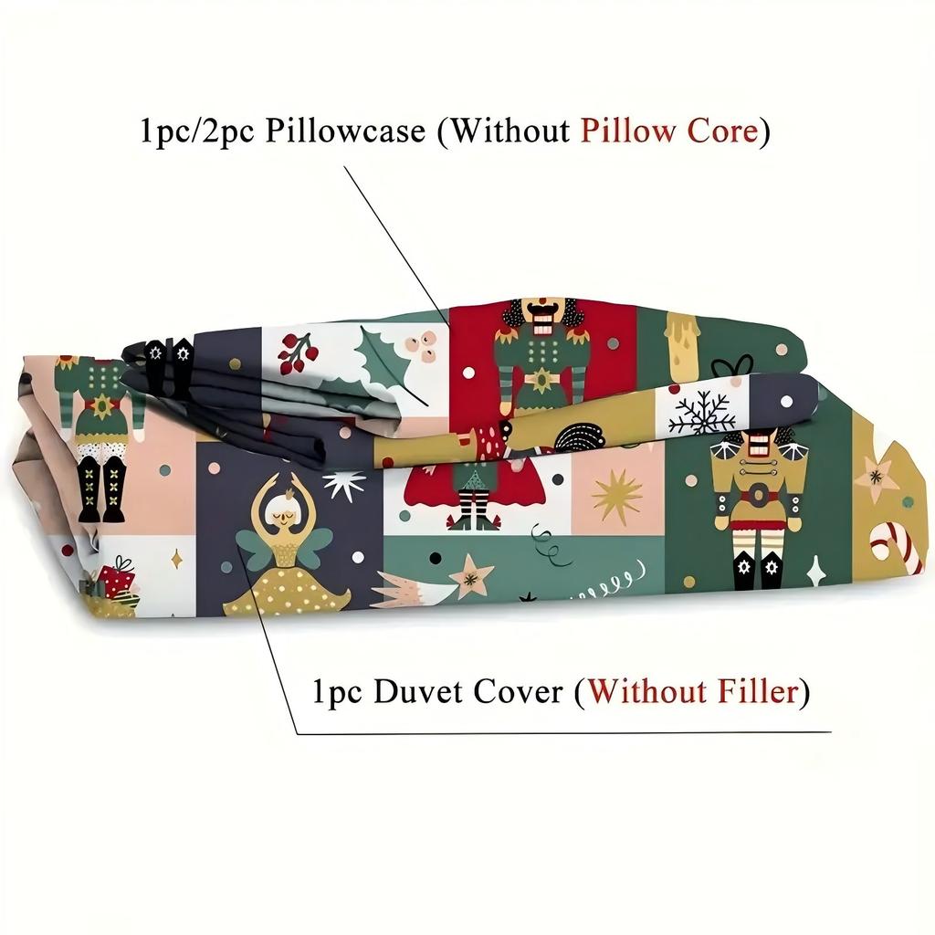 Cartoon toy soldier pattern 3D Printed Duvet Cover set Christmas theme Bedding Set Comfortable Soft Quilt Cover Set Pillowcases