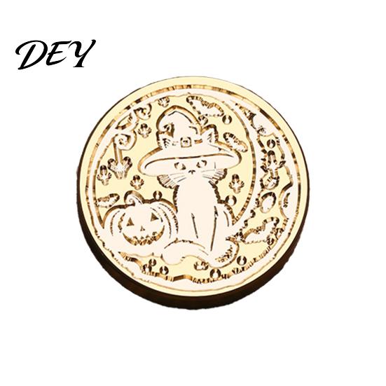Ghost Wax Stamp Halloween Themed Brass Seal Head, Pumpkin Witch Bat Engraved Replaceable Sealing Replacement Head for Envelope Journal Gift Wrap Party
