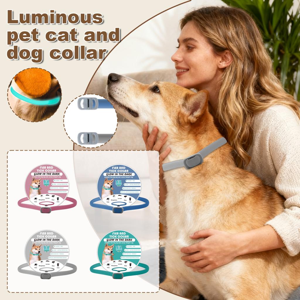 Glow-in-the-dark Pet Collar For Cats And Dogs, Fleas, Ticks, And Lice