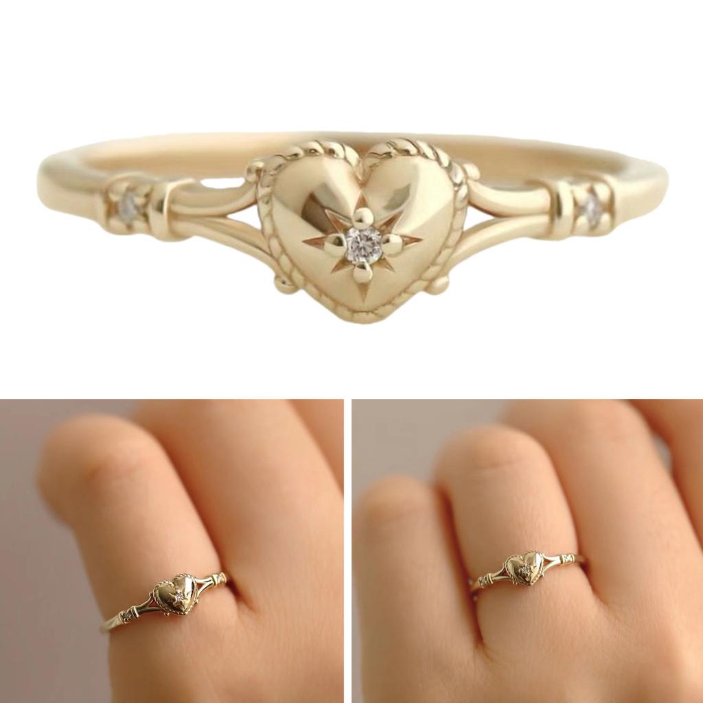 Elegant Heart Shaped Gold Plated Ring For Women Durable Alloy Finger Rings Jewelry Gift Alternative Sizes 5 To 11