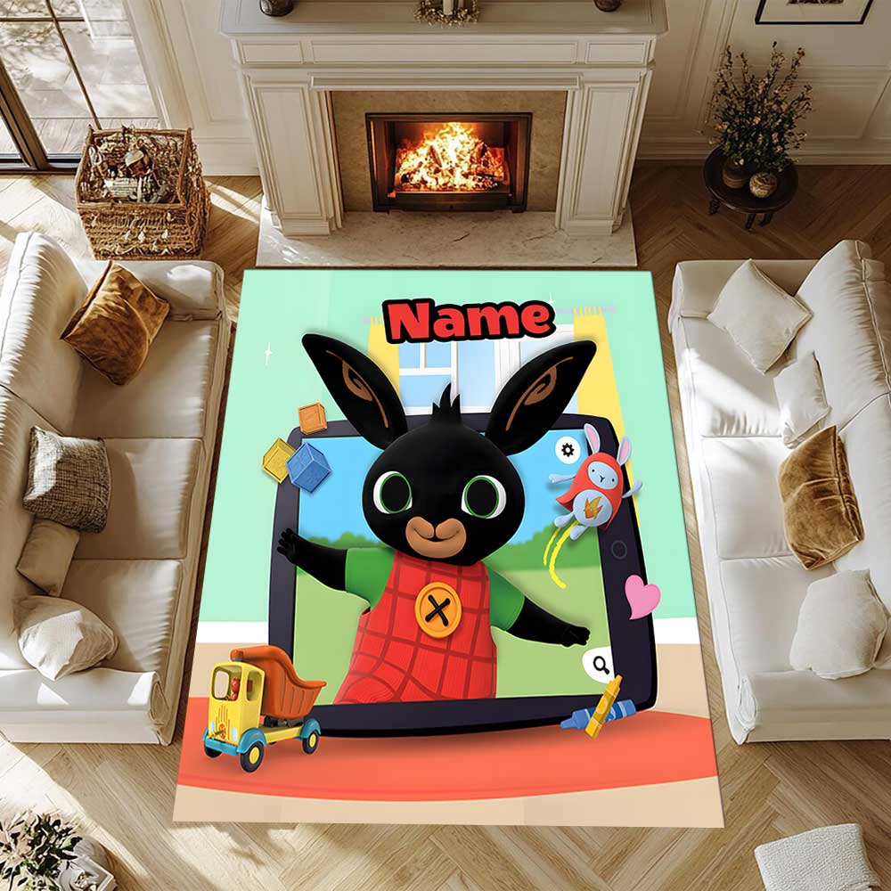 Bunny Customize your name rug, office chair cushion, home bedroom living room gift.