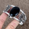 Black Onyx Gemstone Handmade 925 Sterling Silver Cuff Bangle Adjustable KKG-1066