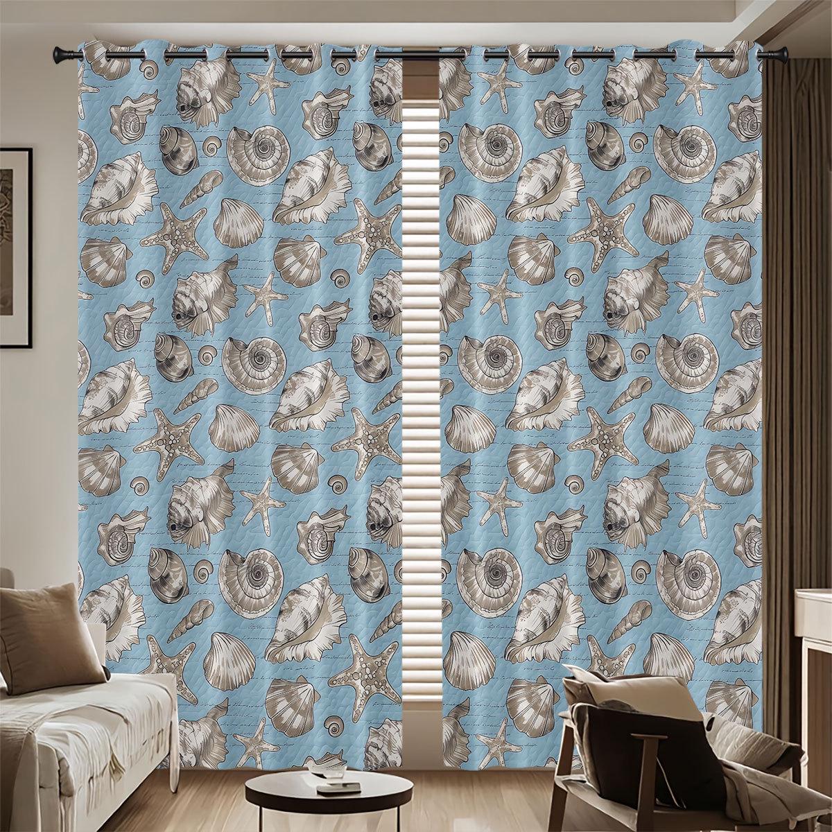 

Marine Life Digital Print Thick Polyester Sunshade Balcony Curtains with Grommets 140cm x 160cm