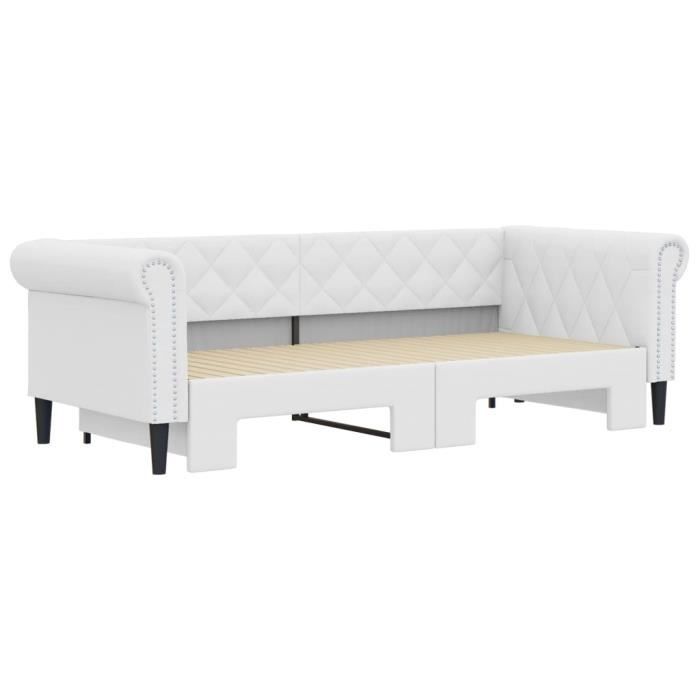 VidaXL Daybed with Trundle Bed White 90x200 Cm Faux Leather 3197724