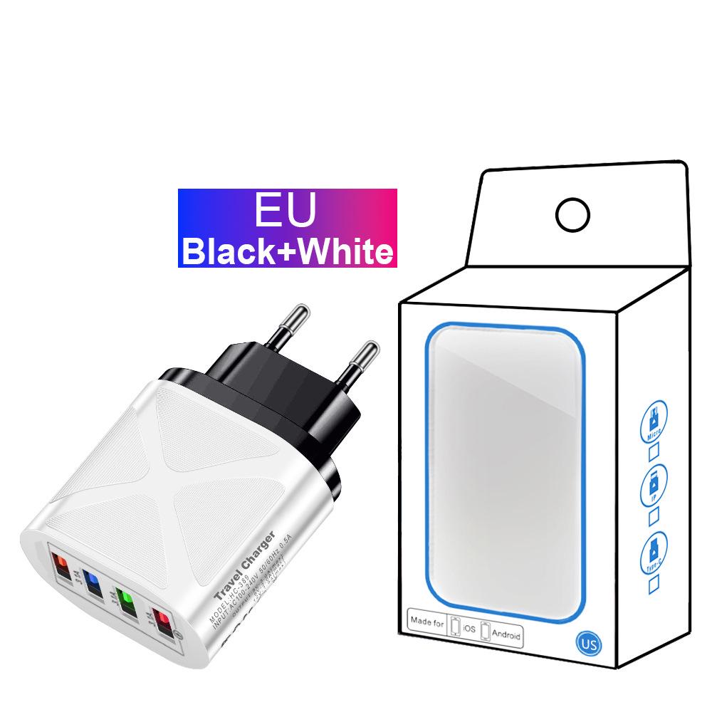 4-Port USB Travel Charger 5V/2.4A Fast Charge - AU/EU/UK/US Compatibility