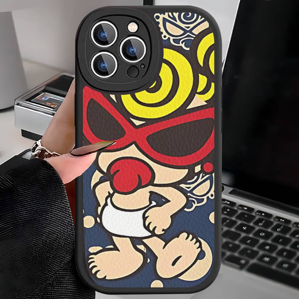 Japan Fashion H-Hysteric M-Mini Phone Case For iPhone 16 15 14 13 12 11 Pro Max Plus Leather Soft Cover